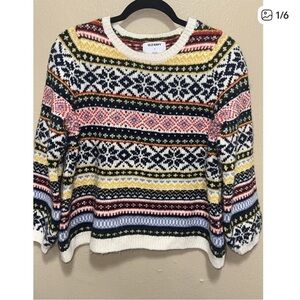Old Navy Colorful Fair Isle Crew Neck Sweater